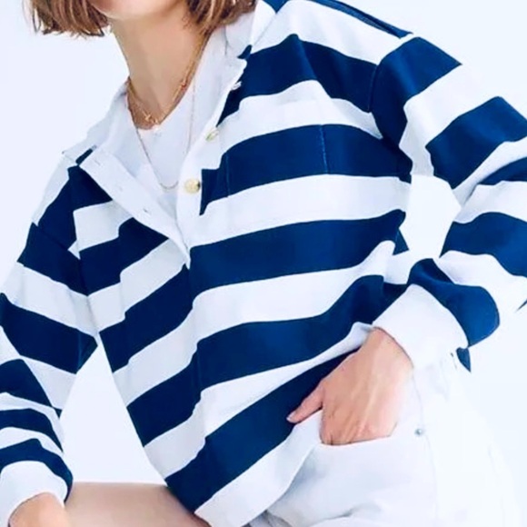 NWT! J. Crew Nautical Blue and White Stripes
Sweatshirt/Pullover - Picture 6 of 7